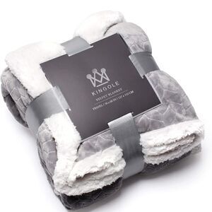 Luxury Reversible Sherpa Throw Blanket Grey. New